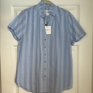 The Shirt by Rochelle Behrens Light Blue Striped Button Down